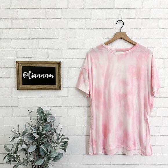 OLD NAVY Active Pink Tie Dye Drop Shoulder Tunic Tee - Picture 1 of 10
